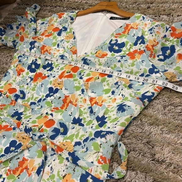 Lauren Ralph Lauren black Label Dress 16 Floral crepe faux wrap - Picture 12 of 15